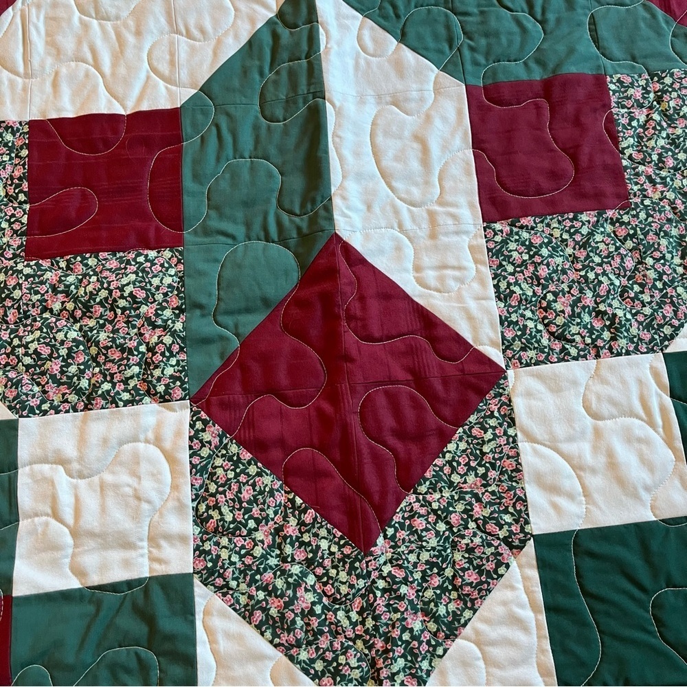 New Handmade Patchwork Quilt. Bedspread or large throw 68x69” Cottagecore - Picture 5 of 10